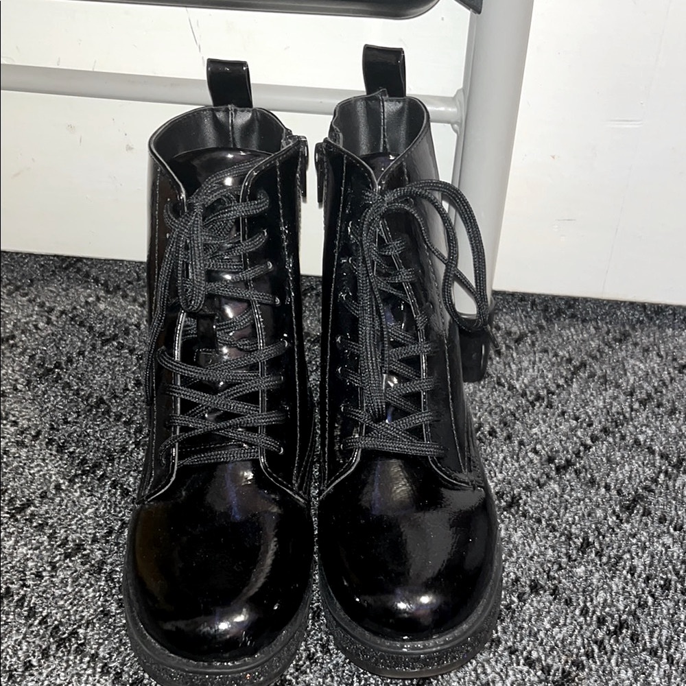 Black Lace-Up Combat Boots